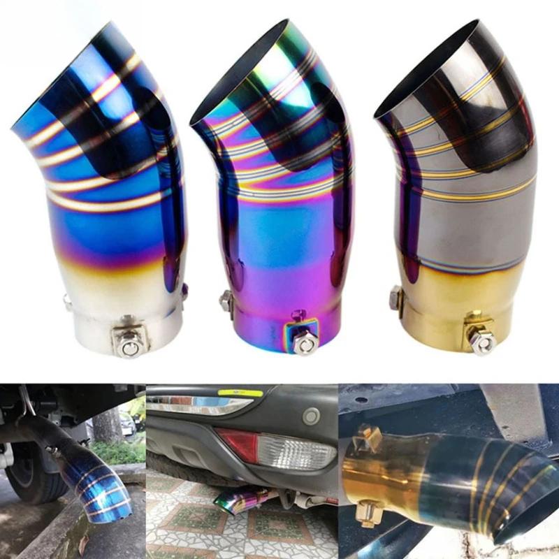 Universal 76mm Car Stainless Steel Outlet Tailpipe Exhaust Muffler Pipe Throat Trim Rear Noise Canceller Car Accessories
