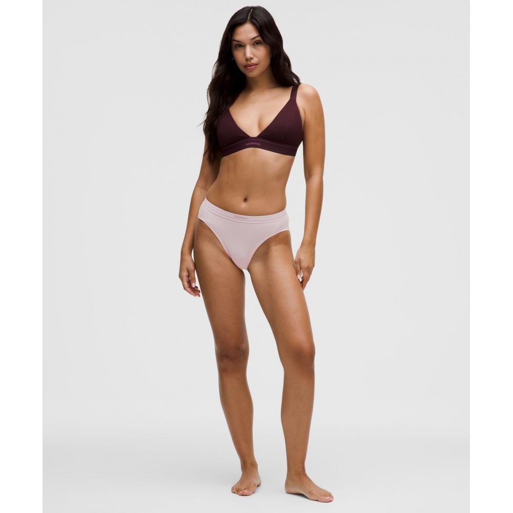 Lululemon Stretch Cotton Ribbed Logo Super High Rise Bikini Underwear Porcelain Pink