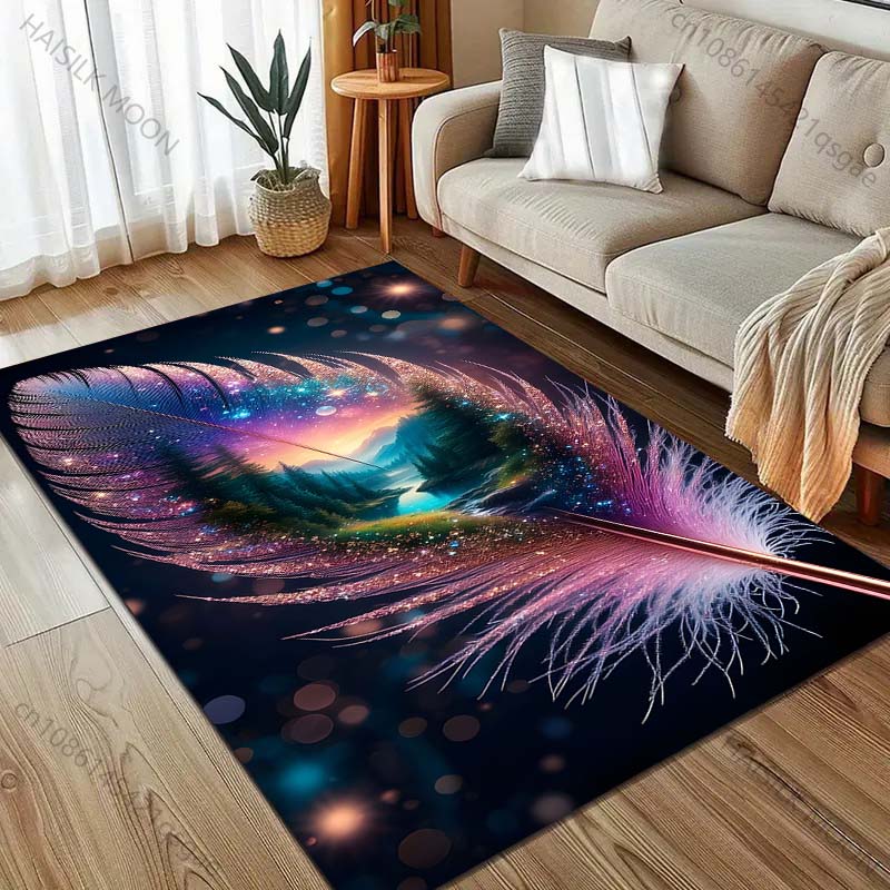 Creative Feather World Pattern Carpet for Bedroom Living Room Bedside Sofa Floor Mat Modern Home Decor Area Rug Fast Shipping
