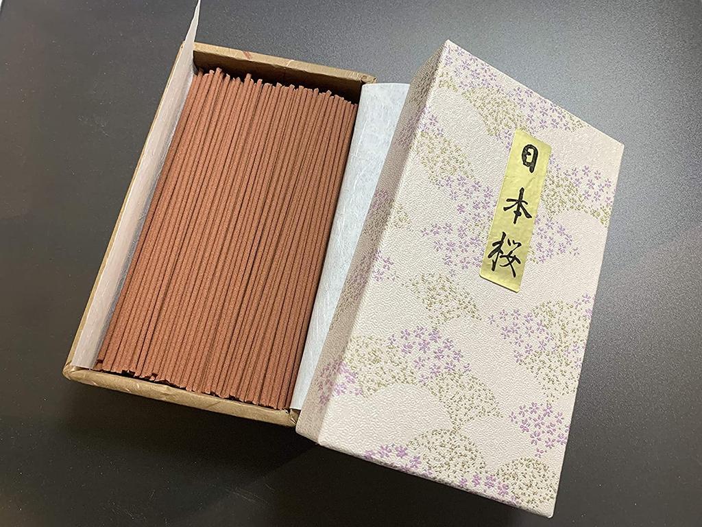 Awaji Baikundou Premium Sandalwood Incense, Japanese Cherry Blossom (Tea) - Perfect for Gifts, Home Use, and Everyday Use. Made in Japan. #608.