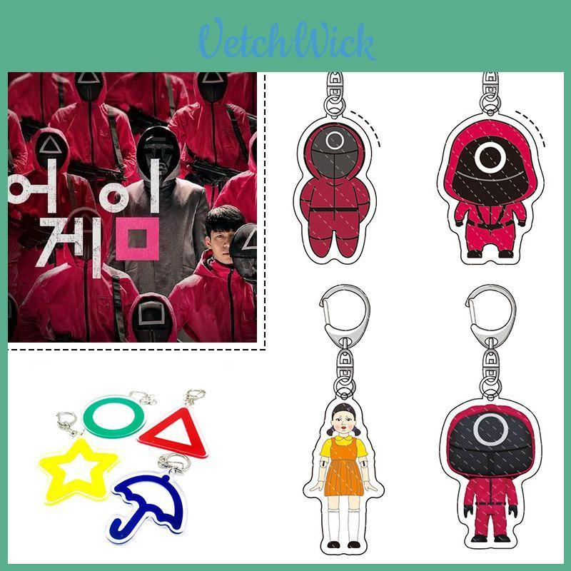 Squid Game Keychain Stylish Red Guard Worker Figure Pendant For Fashion Enthusiasts