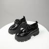 Height-increasing Loafers 2025 New Platform Muffin Shoes Women's Autumn British Style Patent Leather Small Leather Shoes Round Head Lace-up Single Sho