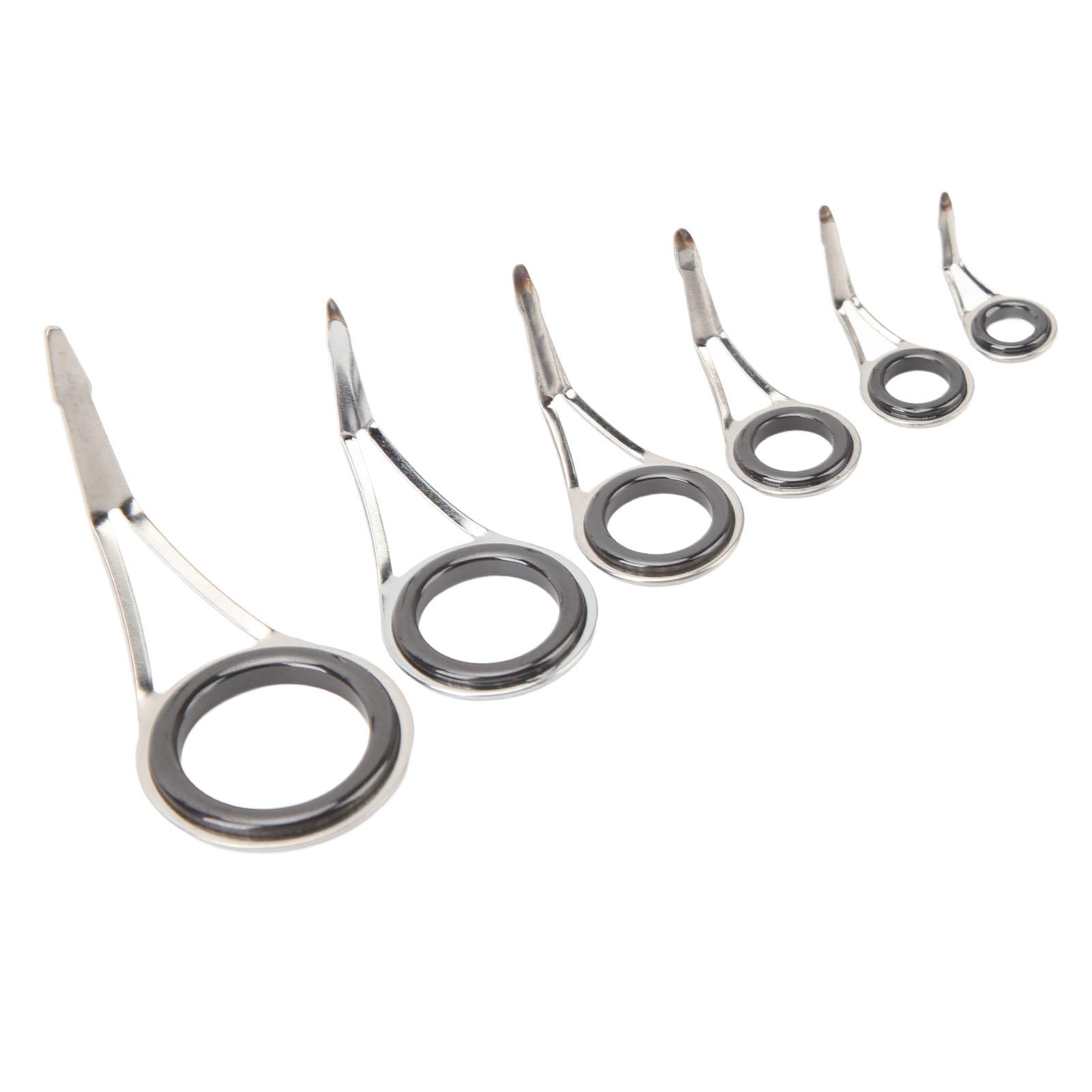 

6PCS Rod Guide Rings Tip Repair Kit Stainless Steel Ceramic Various Size Fishing Accessory for DIY Rod Fishing Pole