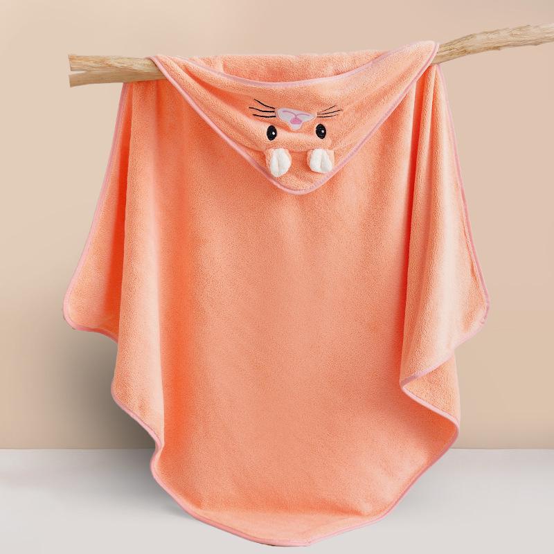 Cloak Coral Fleece Baby Bath Towel: Absorbent Hooded Poncho & Swaddling Blanket, Super Soft for Children