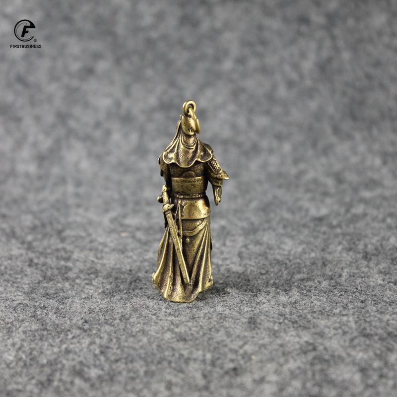 Copper Guan Gong Small Statue Ornaments Home Decoration Accesories Chinese God of Wealth Feng Shui Figurines Key Chains Pendants