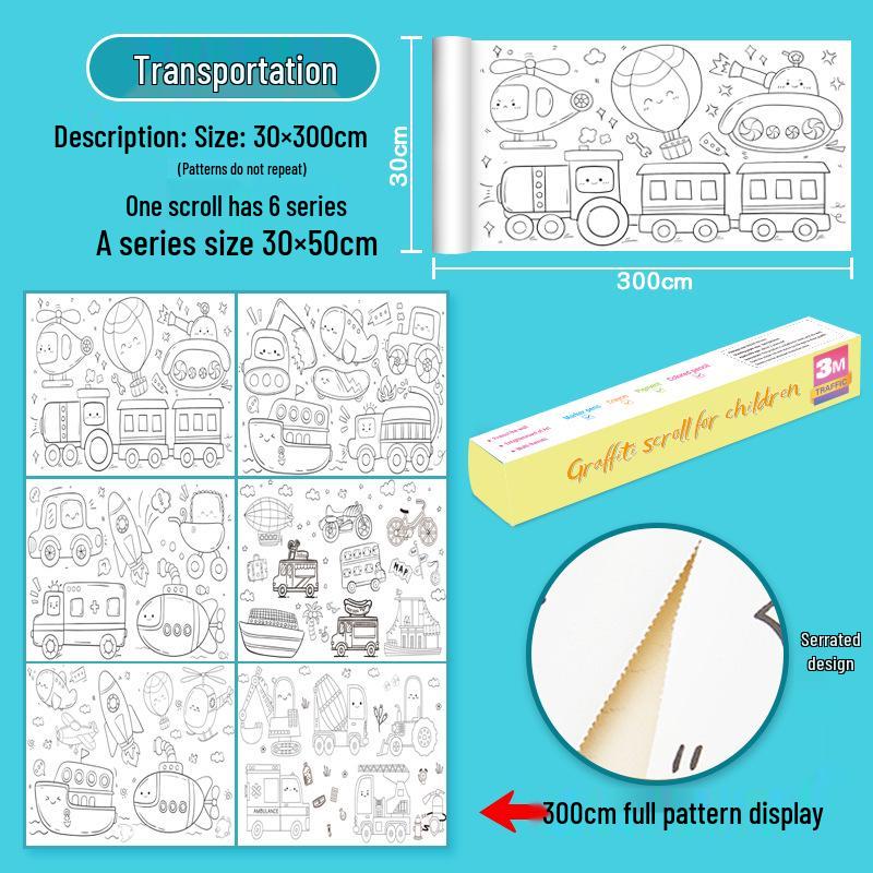

Безопасный для стен липкий раскрасочный холст-свиток для детей – Веселая бумага для граффити и рисования для детских садов 300*30cm Simple