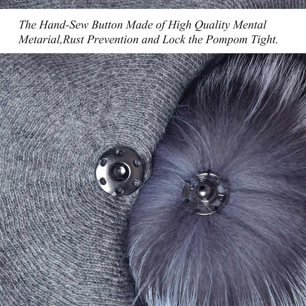 A Women's Beret Knitted Wool Hat with Fur Ball, Fashionable European and American Popular Hat, Autumn and Winter Thick Ear Protection Wool Hat