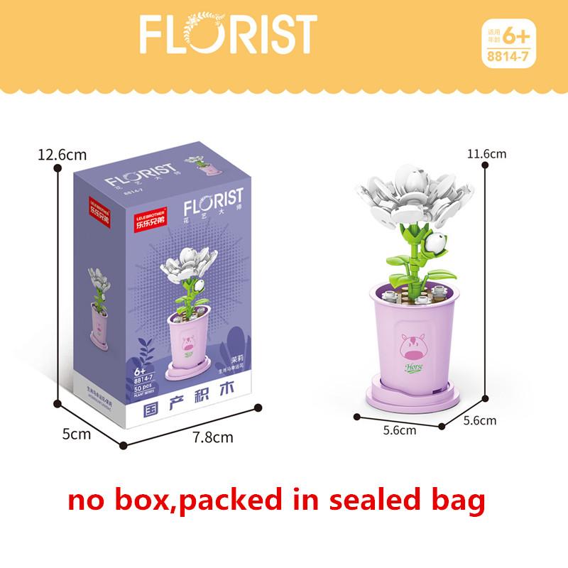 Creative Kawaii Milk Tea Cup Building Block Flower Bouquet Potted DIY Rose Bricks Decor Toys For Children Kids Christmas Gift