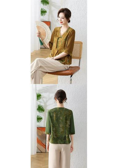 2026 Stylish Seven-Point Sleeve Summer Shirt for Middle-Aged Women