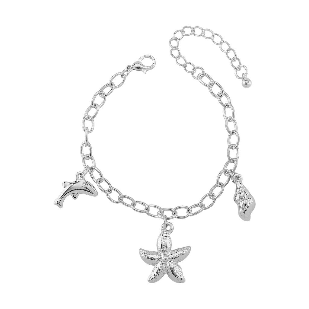 Women Fashion Exquisite Luxury Starfish Conch Dolphin Pendant Bracelet Necklace Retro Ocean Vacation Style Jewelry For Women
