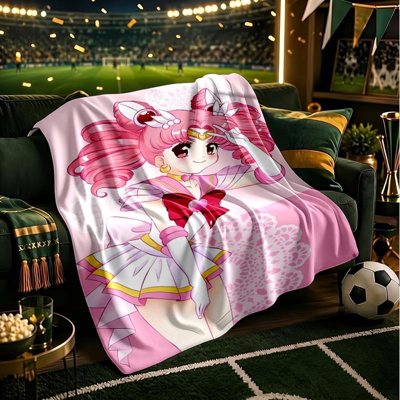 Pink Heart Puella Magi  Throws Blanket Flannel Blankets Plush for Couch Bed Gifts for Men Women Travel picnic blanket Christmas fan gifts
