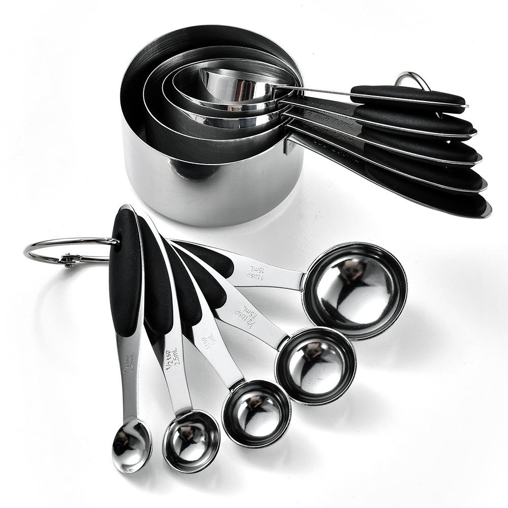 "10-Piece Stainless Steel Measuring Cup & Spoon Set, Food Grade with Handle"
