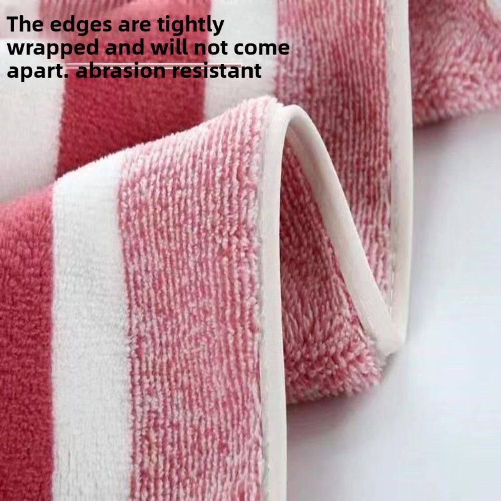 Bath Towel Wrapped In Thick and Enlarged Absorbent Face Wash, Home Wide Striped Coral Fleece Towel Set