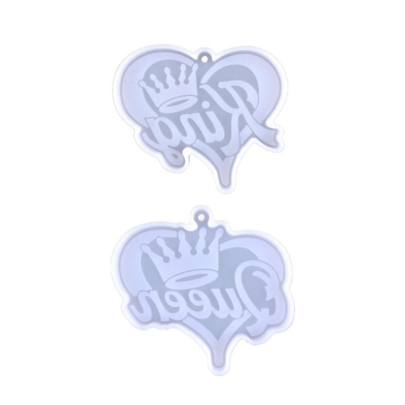 Silicone Keychain Pendant Mold Crown-Pattern Resin Mold with Hanging-Hole Queen King Epoxy Casting Mold DIY Craft Tool чистый