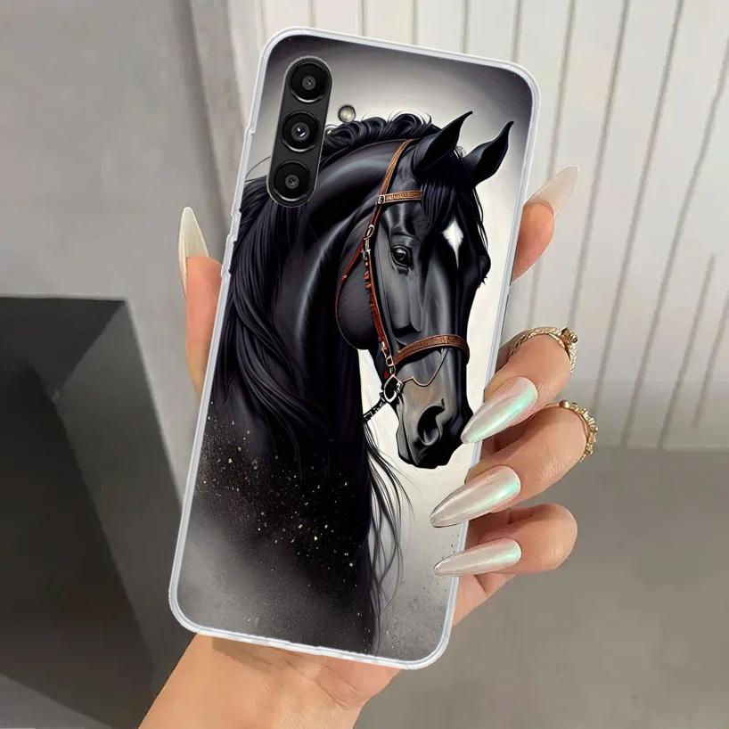 Animal Black Horse Phone Case for Samsung Galaxy A17 A16 A37 A26 A36 A57 A56 A15 A25 A35 A55 A14 A24 A34 A54 A13 A23 A33 A53 Gal