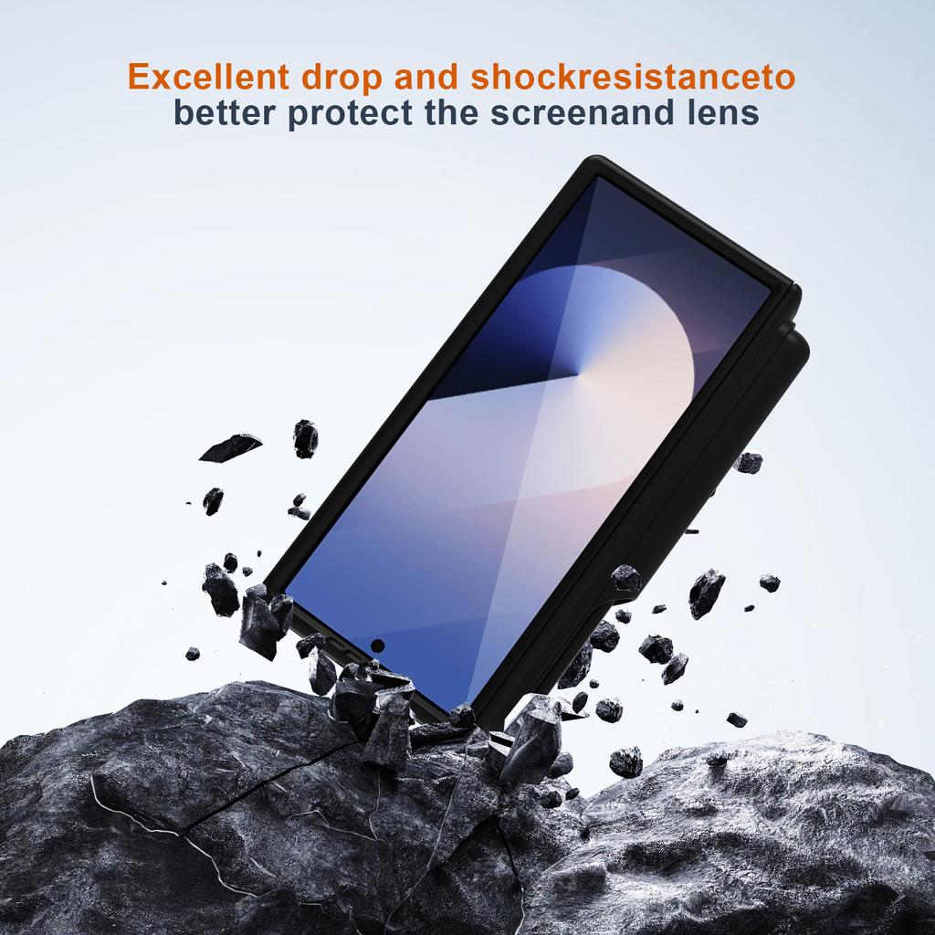 For Samsung Galaxy Z Fold6 5G Case Full Protection PU+PC Phone Cover with Front Film Card Holder