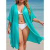 Lotusblatt-Strickjacke für große Damen, lockere Strandurlaubs-Sonnenschutzkleidung, Badeanzug-Überwurfhemd