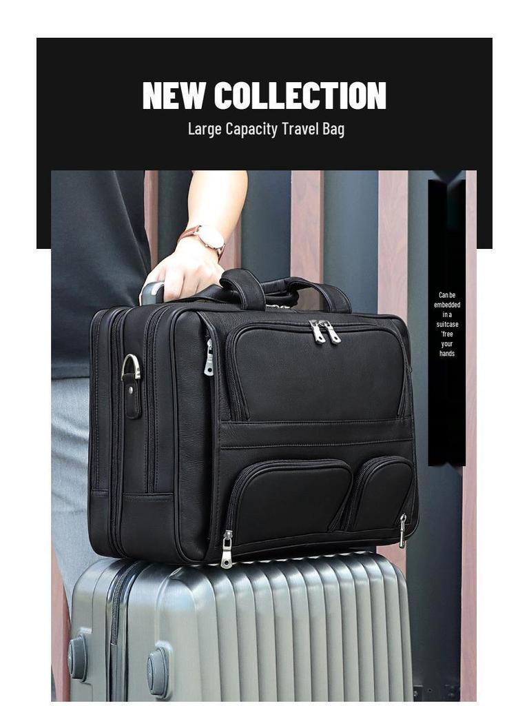 Jiameida Retro Genuine Leather Men's Business Briefcase - Large Capacity Handbag and Laptop Bag