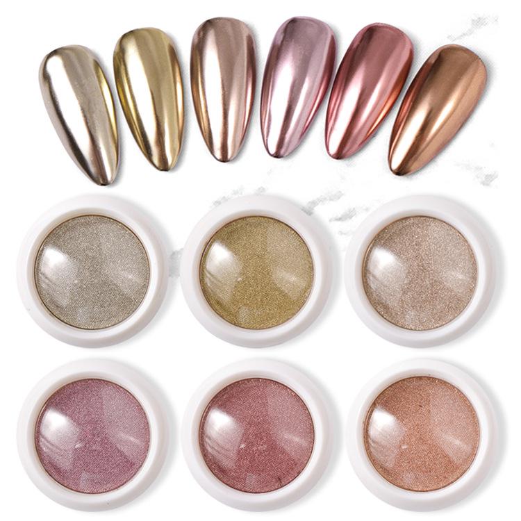 Rich Gold Titanium & Silver Mirror Powder: Rose Gold & Champagne Electroplated Solid Powder for Nail Art