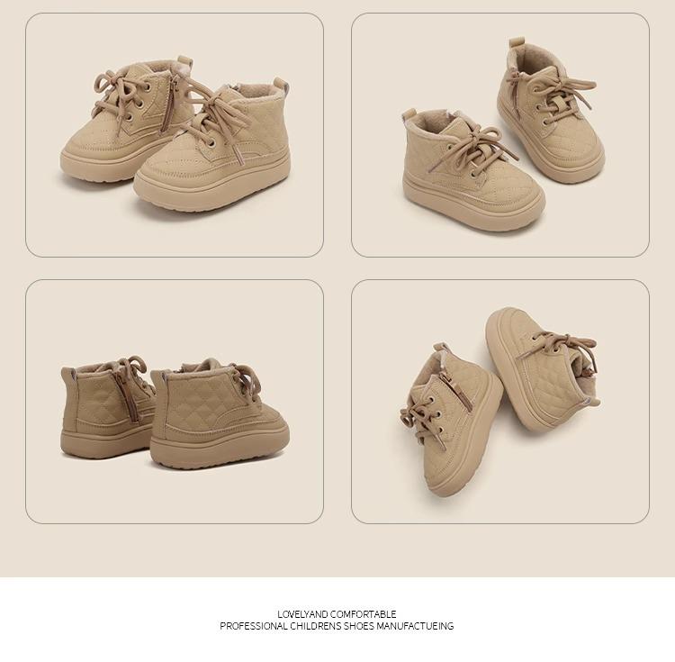 Boys' Ankle Boots: Soft Sole Toddler Shoes, Plush Lined for Autumn/Winter. Warm Cotton Snow Boots for Infants & Little Kids.