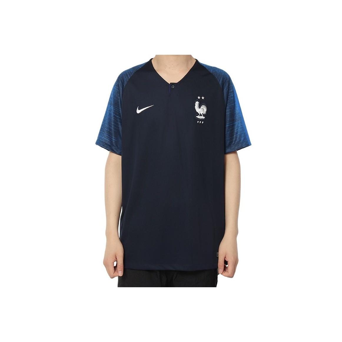 Nike France Team Sports Simple Moisture Wicking Short Sleeve Football Shirt Men tops 893872-453 S
