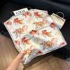 Sen green flower print fresh imitation silk scarf premium versatile square scarf neck protection scarf trendy headscarf scarf women