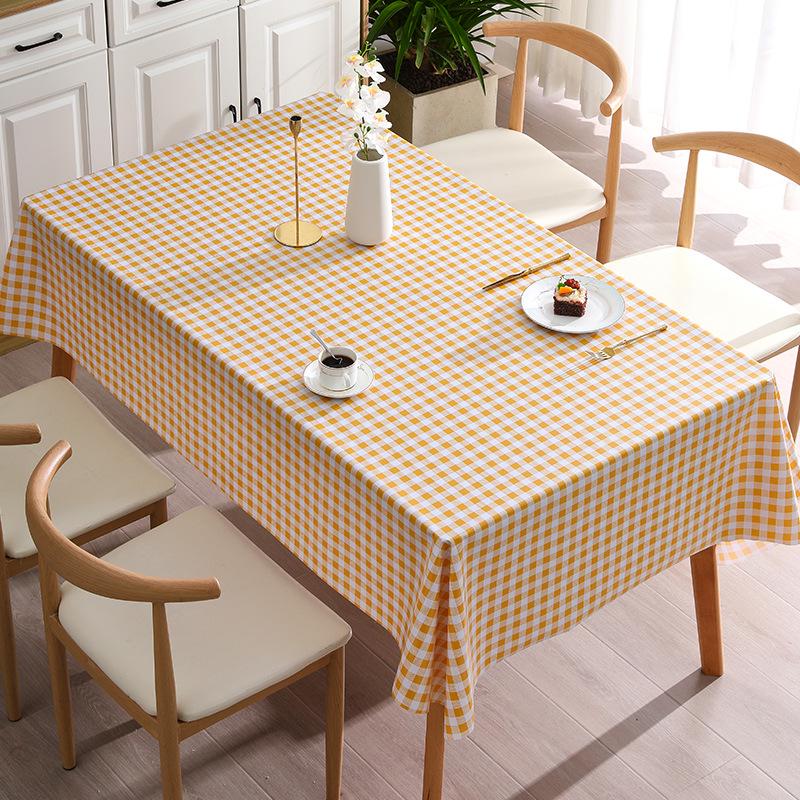 Grid PVC Tablecloth: Waterproof, Oil-Proof, Scald-Proof, No-Wash, Fresh Style Table Cover for Coffee Tables