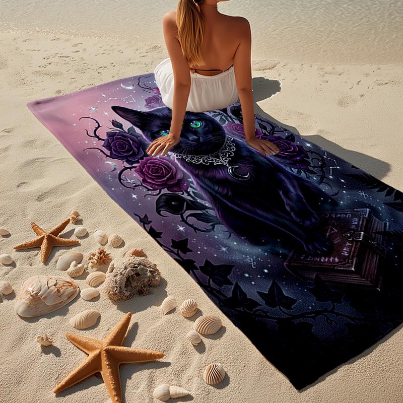 Cosmic Cat Dreamscape Beach Towel, Super Soft Microfiber, Gift for Her/Him, Birthday, for Pool, Beach, Travel, Home Decor Fan gifts