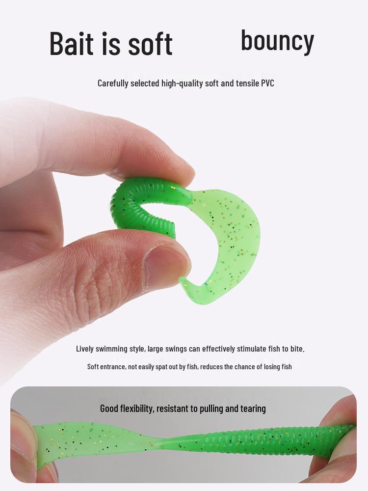 Micro Bait Curly Tail Soft Worm with Lead Head Hook for Mandarin Fish & Bass