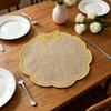 Placemat with Petal Shape And Bow Embroidery Table Mat Round Heat Insulation Non-Slip Oil Resistant Placemat for Dining Room