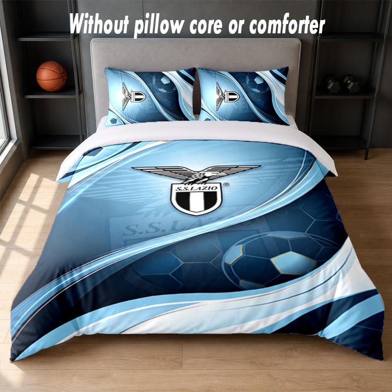 Lazio FC Design Bed Bedding Set 1 Duvet Cover + 2 Pillowcases Soft Breathable Household Bed Linens