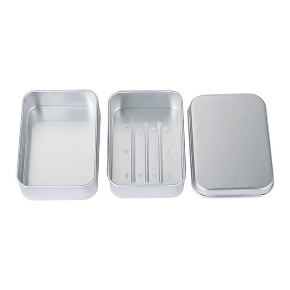 2Pcs Square Aluminum Soap Dish with Lid Soap Box Easy To Rinse Travel Soap Tray  Hotel