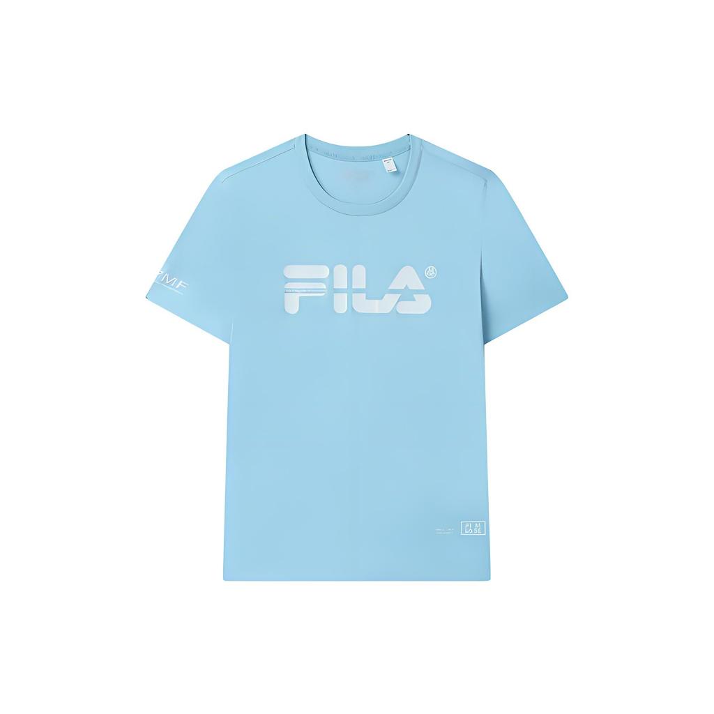 Fila Fitted Round Neck Letter Print T-Shirt Men Tops Light-Blue F11M329101F-LB