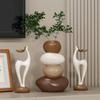 3pcs Creative Resin Stacked Stone Vase and Deer Collectible Figurine Set | Unique Christmas Gifts for Living Room, Bedroom, Office Desk, Bookshelf