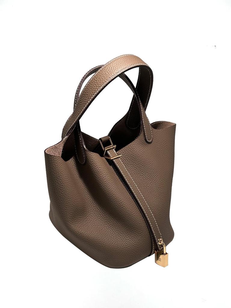 Genuine Leather Women's Bucket Bag - TOGO Cowhide Casual Fashion Handbag