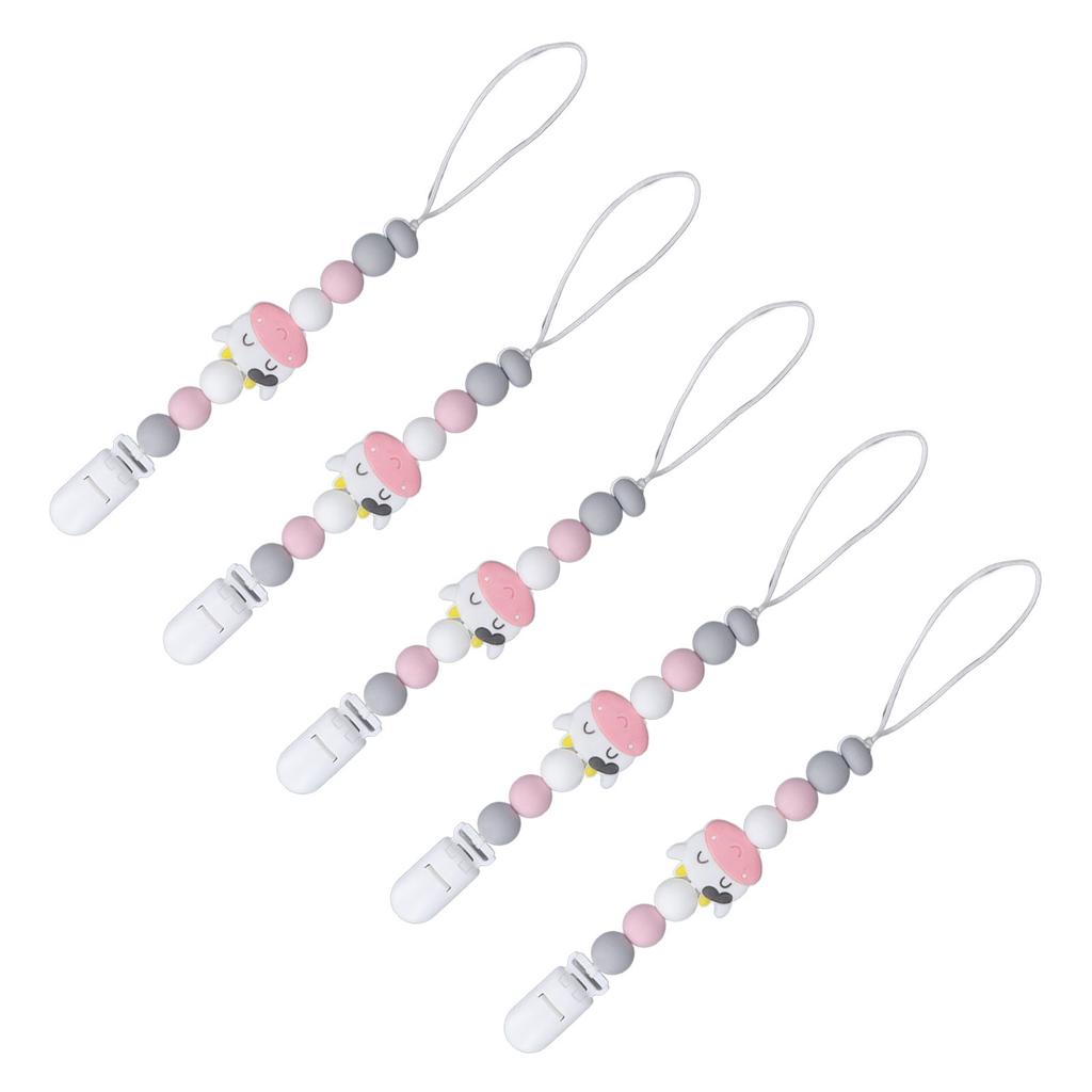 5Pcs Baby Pacifier Clip Food Grade Silicone Prevent Falling Easy To Clean Pacifier Chain for Toddler