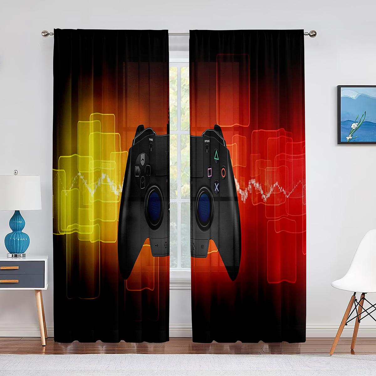

2-панельный геймпад прозрачные шторы для игровой комнаты спальня мальчика жалюзи полузатеняющие стержень карман люверсы верхние шторы Milled cotton fabric&Rod Pocket