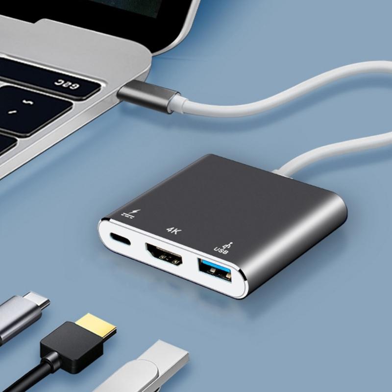 Type C to HDMIs Converter USB C to HDMIs Adapter for 4K Video Output and Fast Charging Supports for Devices Type C Hubs