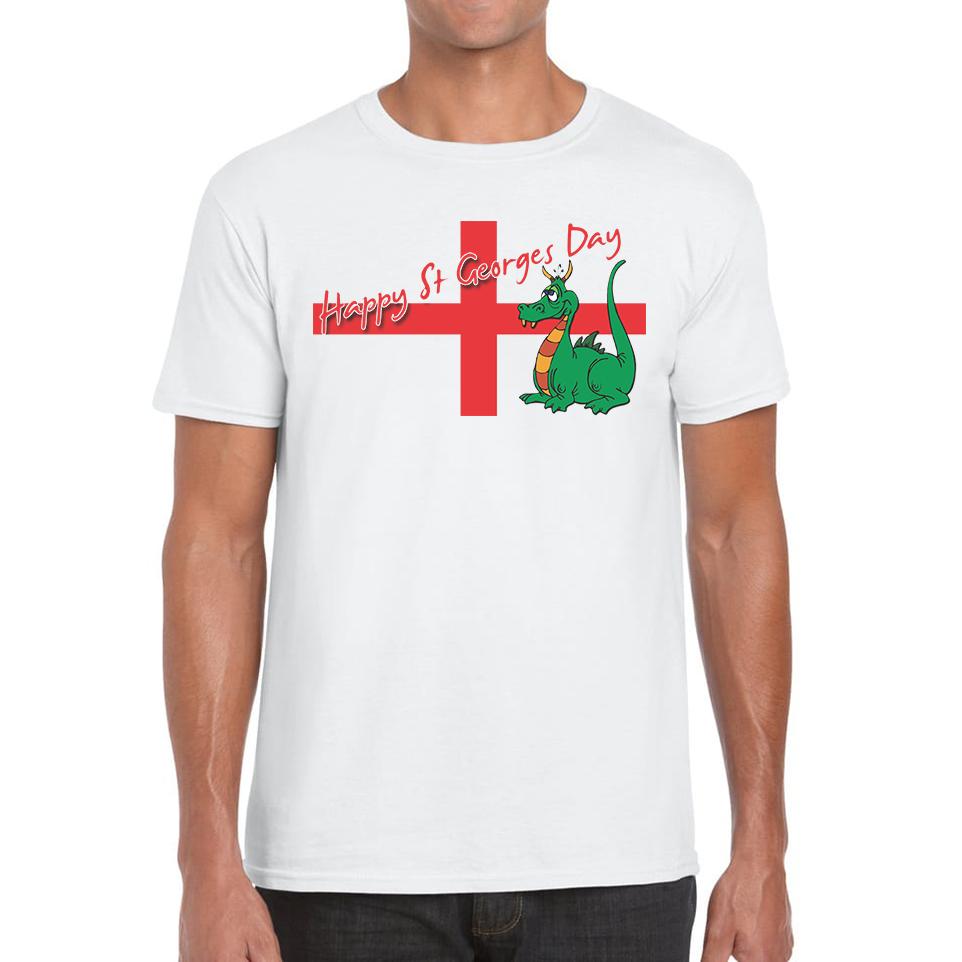 Happy St. George s Day Cute Dragon England Flag Unisex Mens T Shirt Womens Tops Tees M