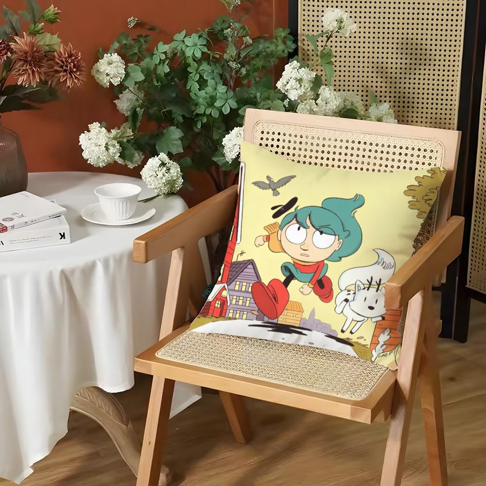 Cartoon HHilda Cushion Cover Silky Short Plush Invisible Zipper Dustproof Sofa Pillow Case for Home Decor