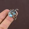 Natural Republic Larimar Gemstone Handmade Copper Wire Wrap Ring Size 7 T0d49