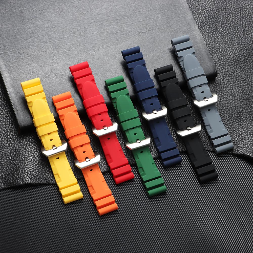22mm 24mm 26mm Silikonové řemínky pro hodinky Panerai Měkký sportovní náramek Pohodlný gumový pásek Dámské Pánské Náramkové doplňky