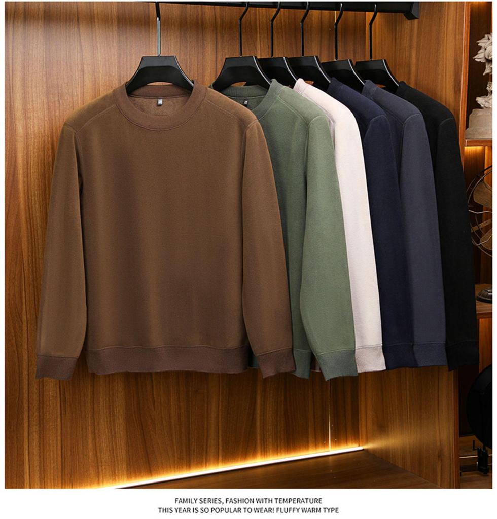 Specht Herren Fleecegefüttertes Rundhals-Sweatshirt - Langärmlig, Verdickt, Lässige lockere Passform für Herbst/Winter