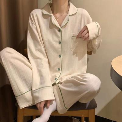 Women's Long-sleeved Trousers Soft Pajamas Pure White Pajamas Women's Bedroom Home Clothes Women's Pajamas