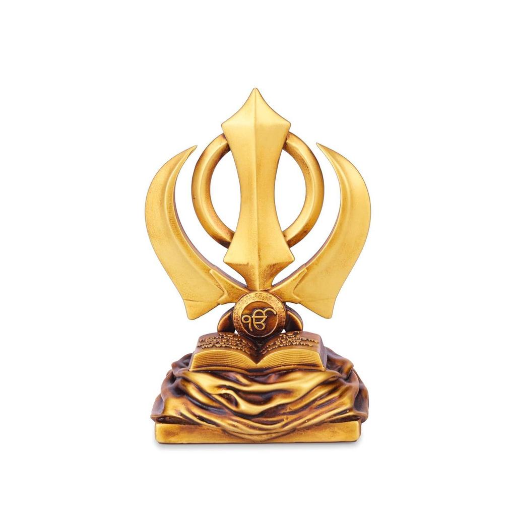 Khanda Sahib Idol Sikhisches religiöses Symbol Khanda Sahib Statue für Armaturenbrett Idol für Pooja Bürotisch Ausstellungsstück