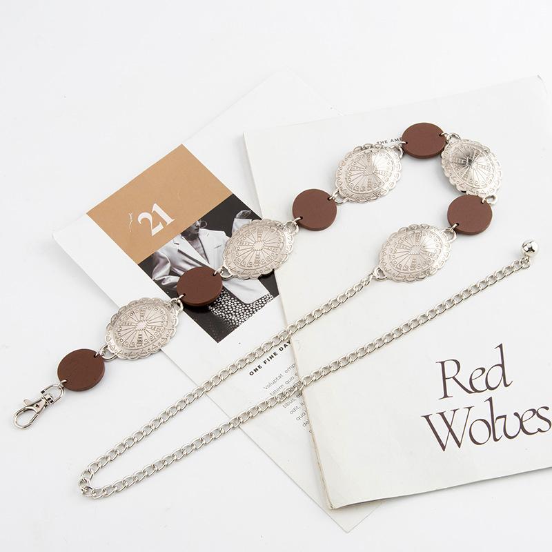 Fashion Maillard Metal Waist Chain Ladies Temperament Decoration Skirt Suit Belt Engraving Decoration Chain