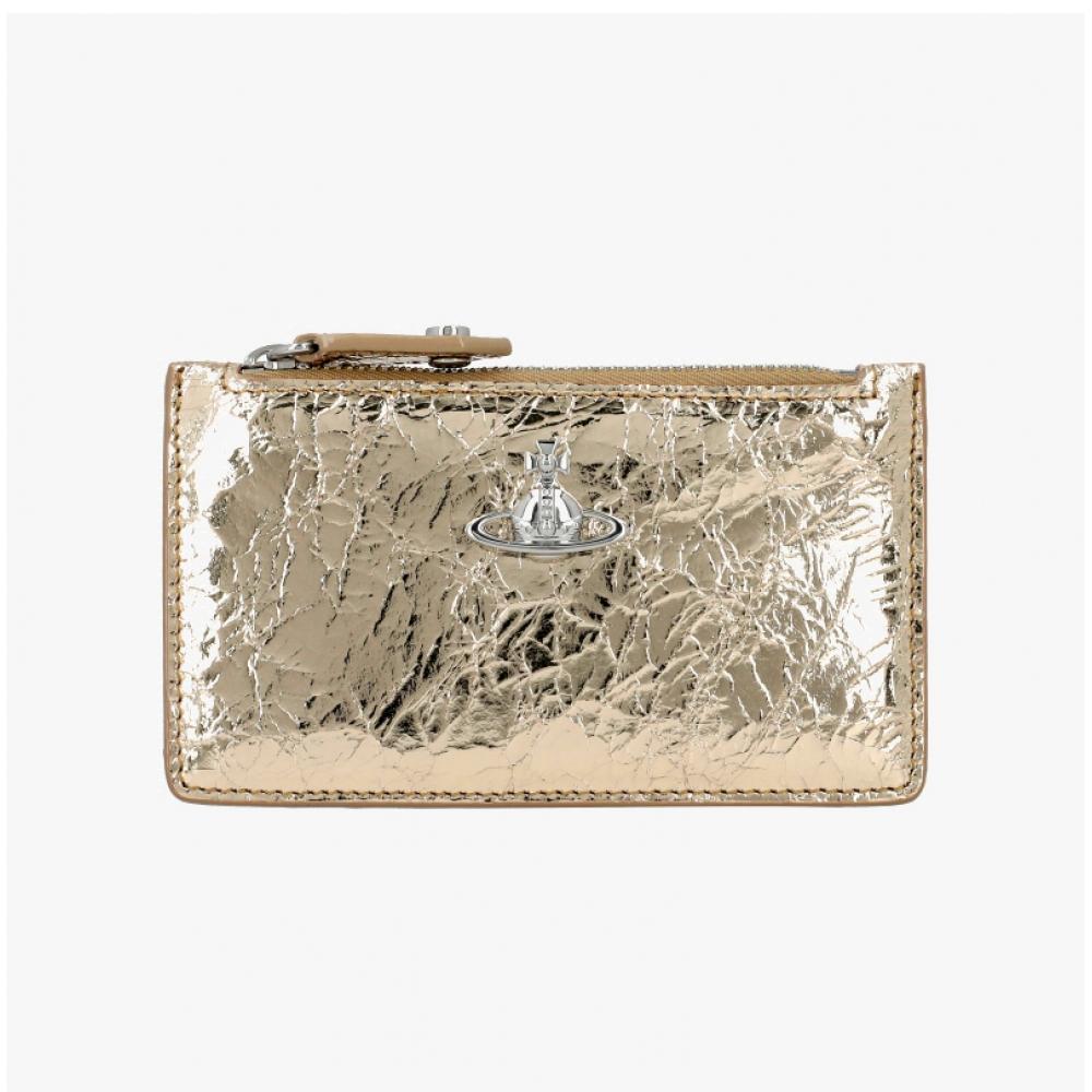 Vivienne Westwood Metallic Crinkle Slim Long Zipper Card Wallet 54020004w L00a7 R401