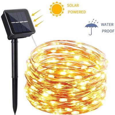 Solarbetriebene 200-LED-Kupferdraht-Lichterkette, 20 m wasserdicht für Außenbereich, Garten und Hof
