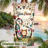 Colorful Cat Garden Theme Quick Dry Beach Towel Custom Name Text Print Large Sand Resistant Towel Beach Vacation