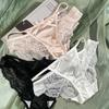 Lady Summer Sexy Lace Splicing Hollow Thin Ribbon Satin Close Skin Breathable No Trace Comfortable Briefs
